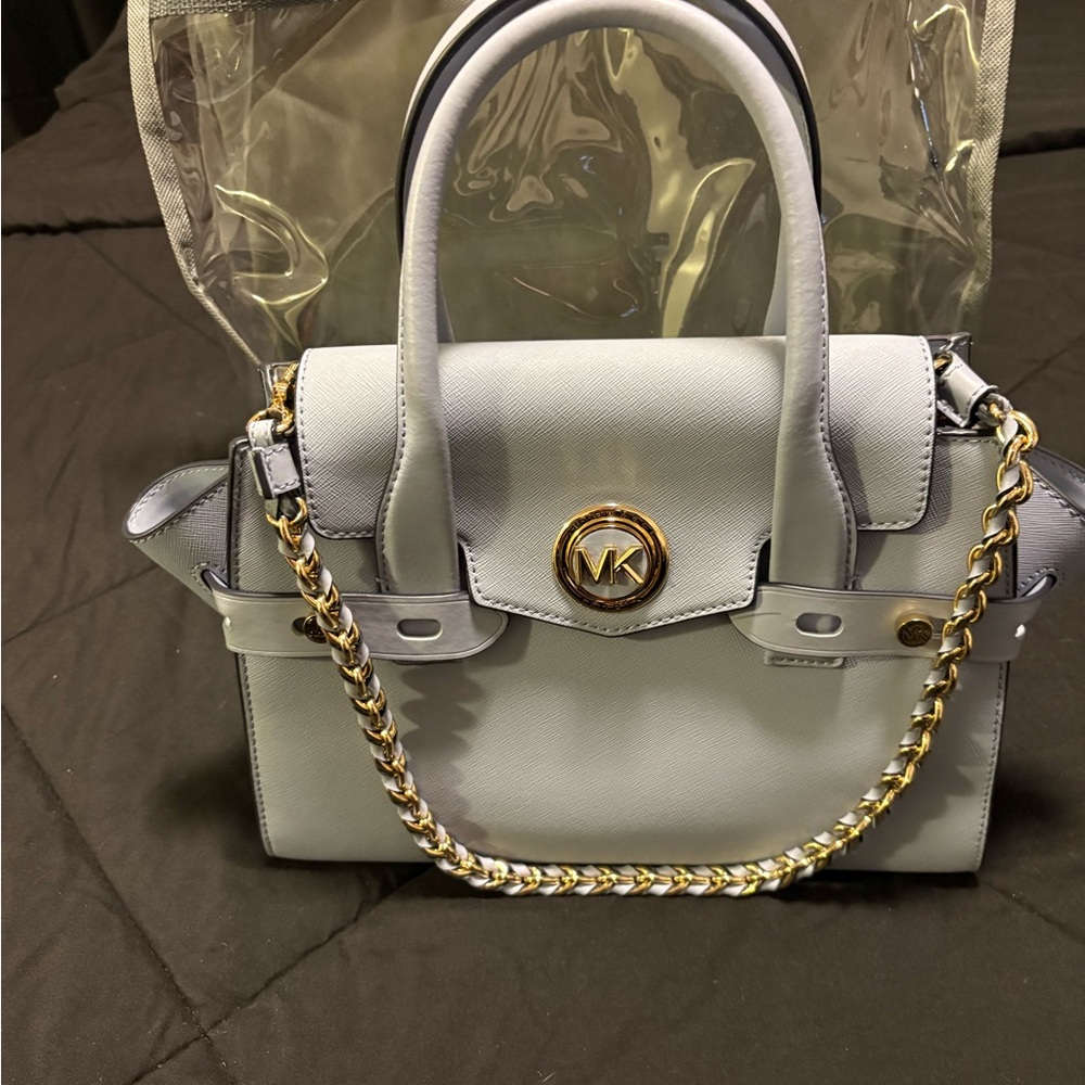 Michael Kors baby blue should bag with Gold Chain